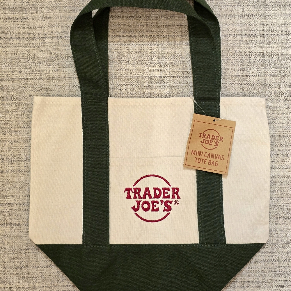 Trader Joe's Mini Canvas Tote Bag Green - Picture 2 of 4